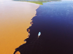 Amazon River & Rio Negro confluence in Brazil