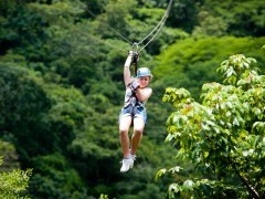 Girl ziplining in Costa Rica