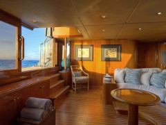 Beach club on board Aqua Mare liveaboard in the Galapagos Islands.