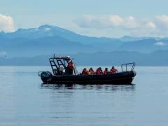 RIB exploring the islands of the Great Bear Rainforest.