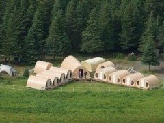 Aerial of Bear Camp in Lake Clark National Park, Alaska.