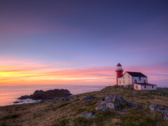 Lighthouse at sunrise in Newfoundland, Canada