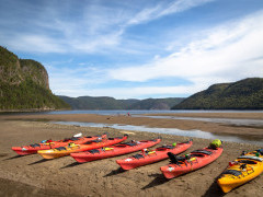 Kayaks in Saguenay Fjord National Park, Quebec, Canada