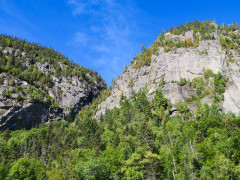 Suspension bridge in Saguenay Fjord National Park, Quebec, Canada