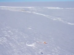 Aerial view of Gould Bay Emperor Penguin Camp.
