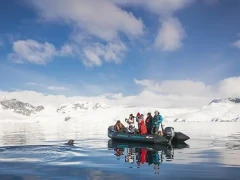 Zodiac in the Antarctic Peninsula.