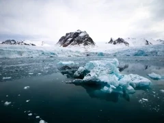 View of a glacier in Svalbard, Norway.
