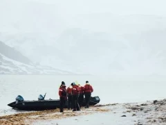 A Zodiac shore landing, in Svalbard, Norway.