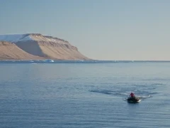 Vessel sailing in Croker Bay, Arctic Canada.
