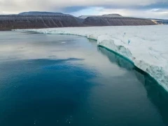 Croker Bay glacier, highlighting the enormity of the ice field. Arctic Canada.