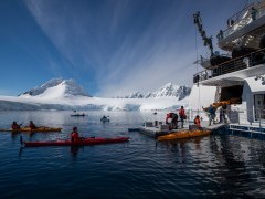 Kayaking & activity platform on Greg Mortimer.