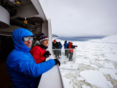 Hydraulic viewing platform on Greg Mortimer.
