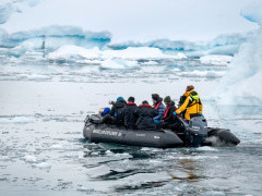 Zodiac in Neko Harbour, Antarctica.