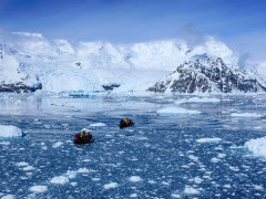 Zodiacs in the Polar Circle, Antarctica