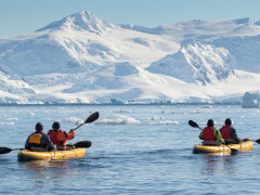 Kayaking in the Weddell Sea, Antarctica.
