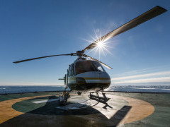 Helicopter, the Weddell Sea, Antarctica.