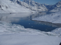 Alpine peaks in West Greenland.