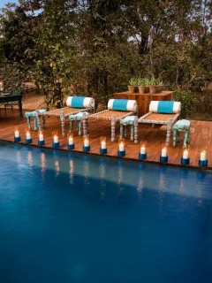 Swimming pool at Baghvan Lodge at Pench National Park, India