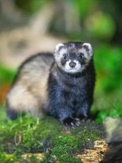Polecat looking towards the hide, Netherlands.