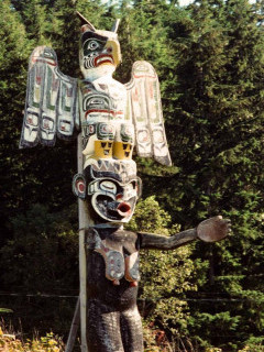 Totem pole on Vancouver Island, Canada