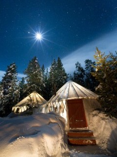 Yellowstone Expeditions Yurt Camp in Yellowstone National Park, USA.