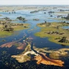 Aerial of the Okavango Delta in Botswana.