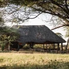 External view of the communal area at Ol Gaboli Lodge, Kenya.