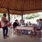 Guests enjoying breakfast at Ol Gaboli Lodge, Kenya.