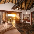 One of the lodge's double bedroom suites at sunrise.