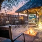 The rustic boma area at the safari camp to sit by the fire and watch the stars.