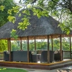 Outdoor seating area at Senelala Safari Lodge, South Africa.