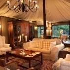 Elegant lounge area at Hamiltons Tented Camp, South Africa.