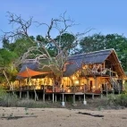 Exterior view of Rhino Post Safari Lodge, Kruger National Park, South Africa.