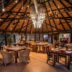 The lodge's dining area, adjacent to the bar area at Sabi Sabi Bush Lodge.