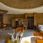 The luxury lounge area at Amber Villa, at Sabi Sabi Earth Lodge, Sabi Sands Game Reserve.