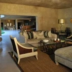 One of the communal lounge areas at Sabi Sabi Earth Lodge.