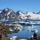 Houses overlooking the water in Greenland.