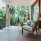 Seating on a balcony area at Palmyrah House, Sri Lanka.