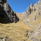Mountainous scenery of Gouli Valley, Qinghai, China.