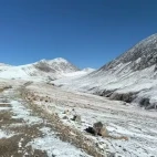 Snowy landscape of the Gouli Valley, Qinghai, China.