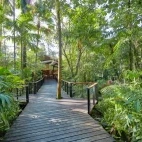 The entrance boardwalk at Silky Oaks Lodge, Australia.