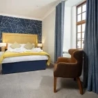 Standard double room at The Victoria Hotel, Northumberland, UK.