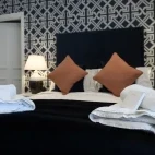 Standard double room at The Victoria Hotel, Northumberland, UK.