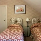 Twin bedroom at Killiechronan House in Isle of Mull, Scotland.