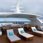 Sun deck on board Infinity ship in the Galapagos Islands