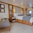 Master suite on board Evolution ship in the Galapagos Islands