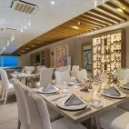 Lounge & dining room on board Endemic ship in the Galapagos Islands