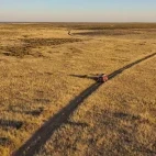 Aerial view of the plains near Estancia Rincon Chico, Argentina.