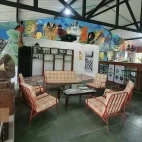 Communal seating area at Rancho Camana, Colombia.