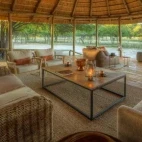 The indoor lounge area at Dinaka Camp, Botswana.